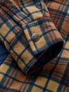 Passenger + Firelight Sherpa Lined Overshirt Rich Navy Caramel Check