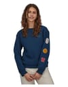 Patagonia + W's Clean Climb Badges Uprisal Crew Sweatshirt Tidepool Blue
