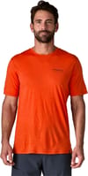 Patagonia + M's Cap Cool Merino Blend Graphic Shirt Heritage Header Coal Orange