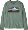 K's L/S Graphic T-Shirt Fitz Roy Foothills Cover Green + Patagonia