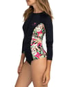 Roxy + LS Zip Lycra Surf Tee Anthracite Palm Song S - 4