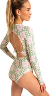 Roxy + Hibiscus Daze Onesie Rashguard Basil Party Waves Yw - 4