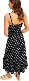 Roxy + Sunrise Coastline Printed Midi Dress Anthracite Hibiscus Dots