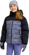 Roxy + Snowyhill Printed Puffy Girl Jacket True Black Wildin Out Rg