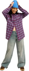 Roxy + Let It Go Check Shirt Blackberry Wine Purple Plaid - 5