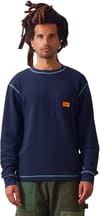 Service Works + Waffle Contrast Thermal LS Tee Navy Blue