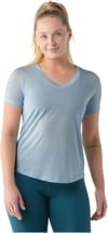 Smartwool + Women's Active Ultralite V-Neck Short Sleeve Tee Winter Sky