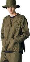 Taion + Military Zip V Neck Down Vest Dark Olive - 3