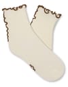 Ugg + W Karsyn Lettuce Edge Quarter Sock II Vanille/Chestnut