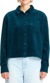 Weellow Cord Shirt W Emerald Green + Volcom