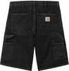 Carhartt WIP + Single Knee Short Stone Washed Black