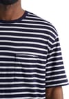 Icebreaker + M Granary SS Pocket Tee Stripe Midnight Navy Snow S - 4