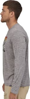 Patagonia + M's L/S Cap Cool Daily Graphic Shirt Line Logo Ridge/Feather Grey - 4