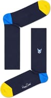 Ribbed Embroidery Dog Sock Bleu Marine + Happy Socks