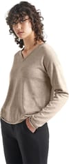 Icebreaker + W Flaxen LS V Sweater British Tan Heather  - 5