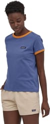 Patagonia + W's P-6 Label Organic Ringer Tee Current Blue - 3