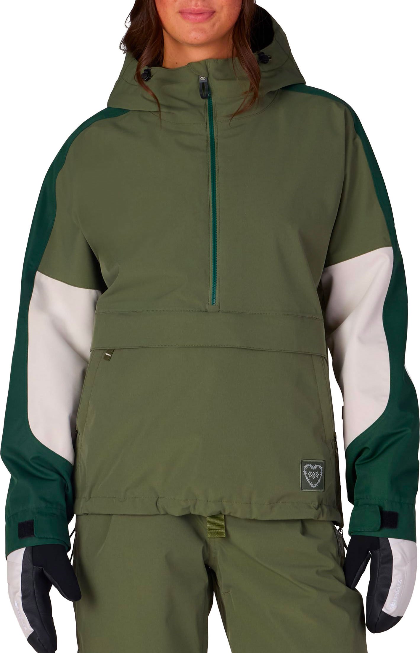 W Outline Shell Anorak Fatigue Green Colorblock + 686