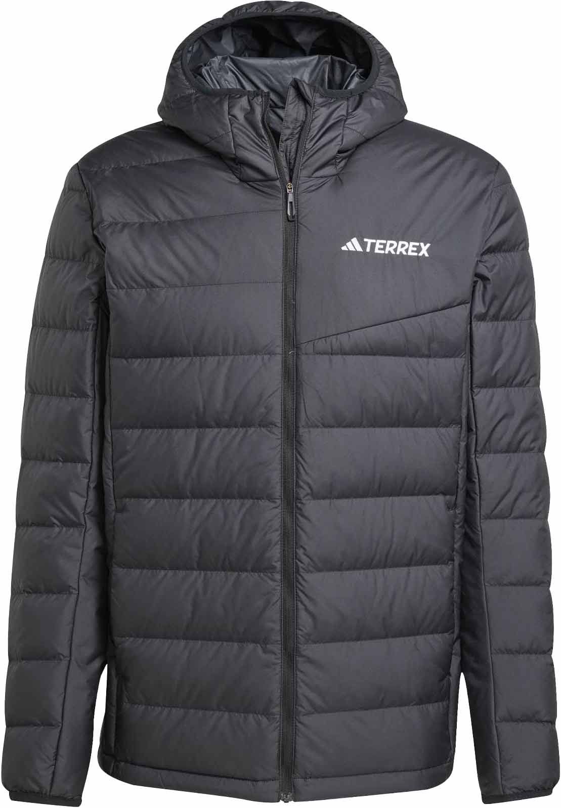 Multi Light Down Hooded Jacket Black + adidas