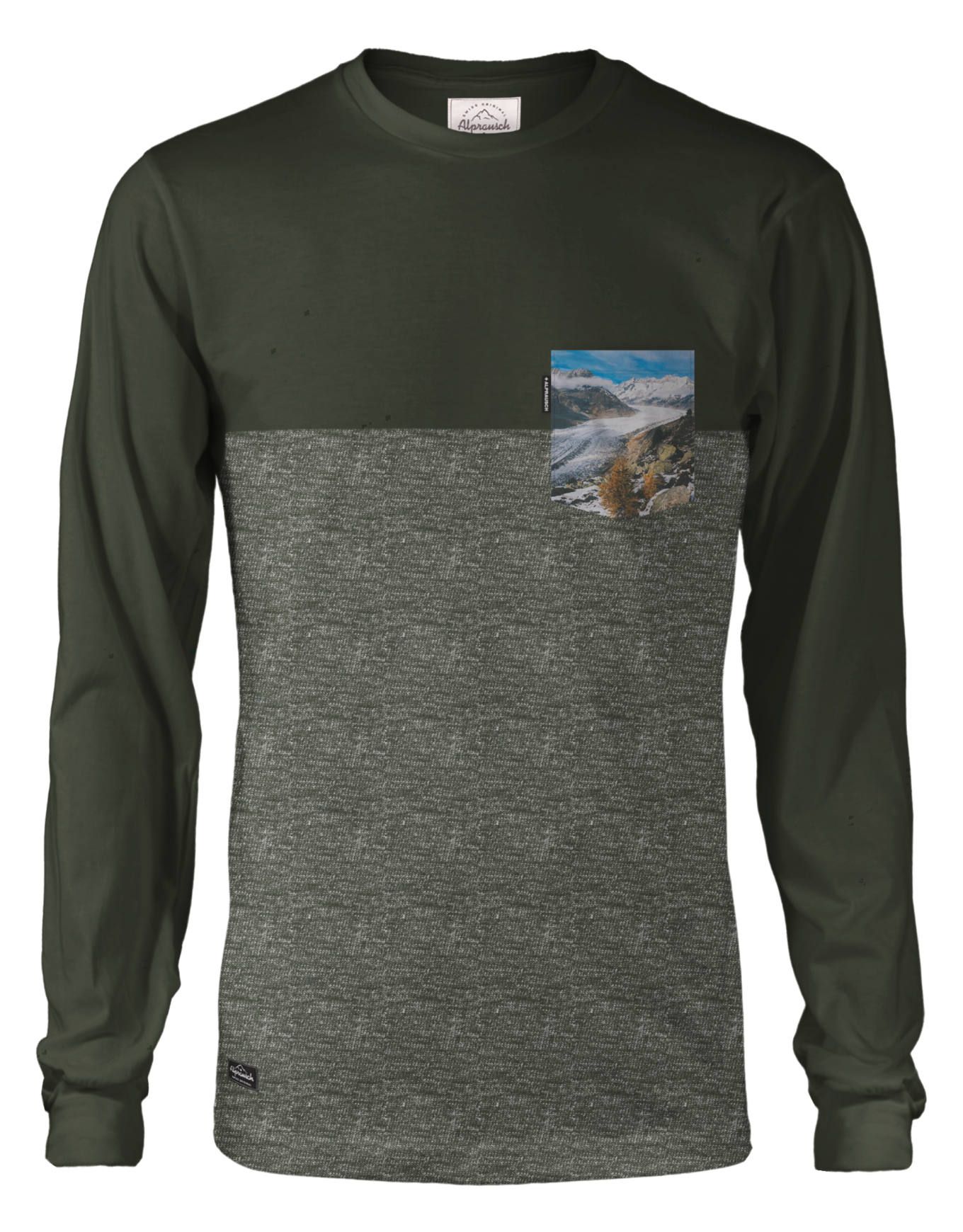 Aletsch Täschli Longsleeve Kombu Green Melange + Alprausch