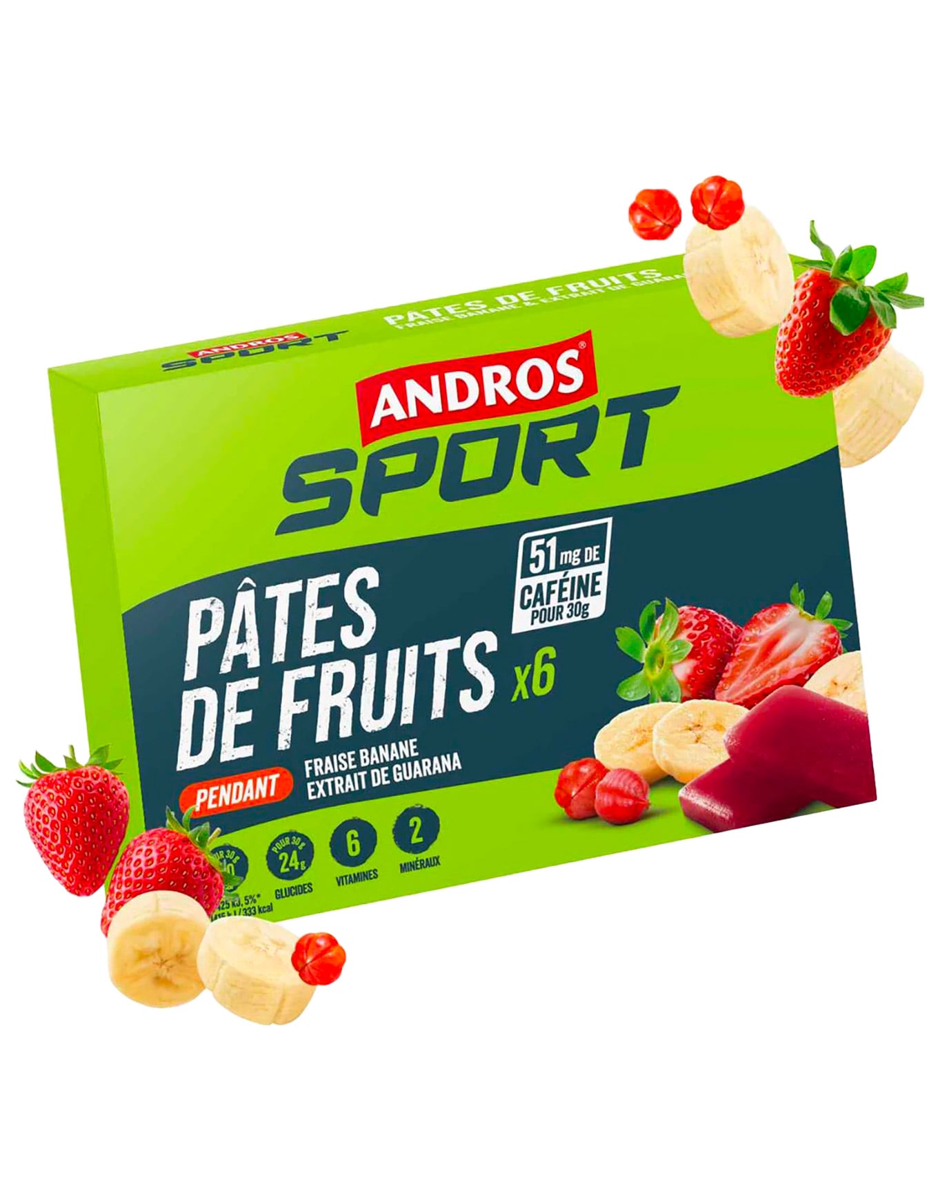 Etui Pates de Fruits Fraise Banane Guarana (x6) + Andros Sport
