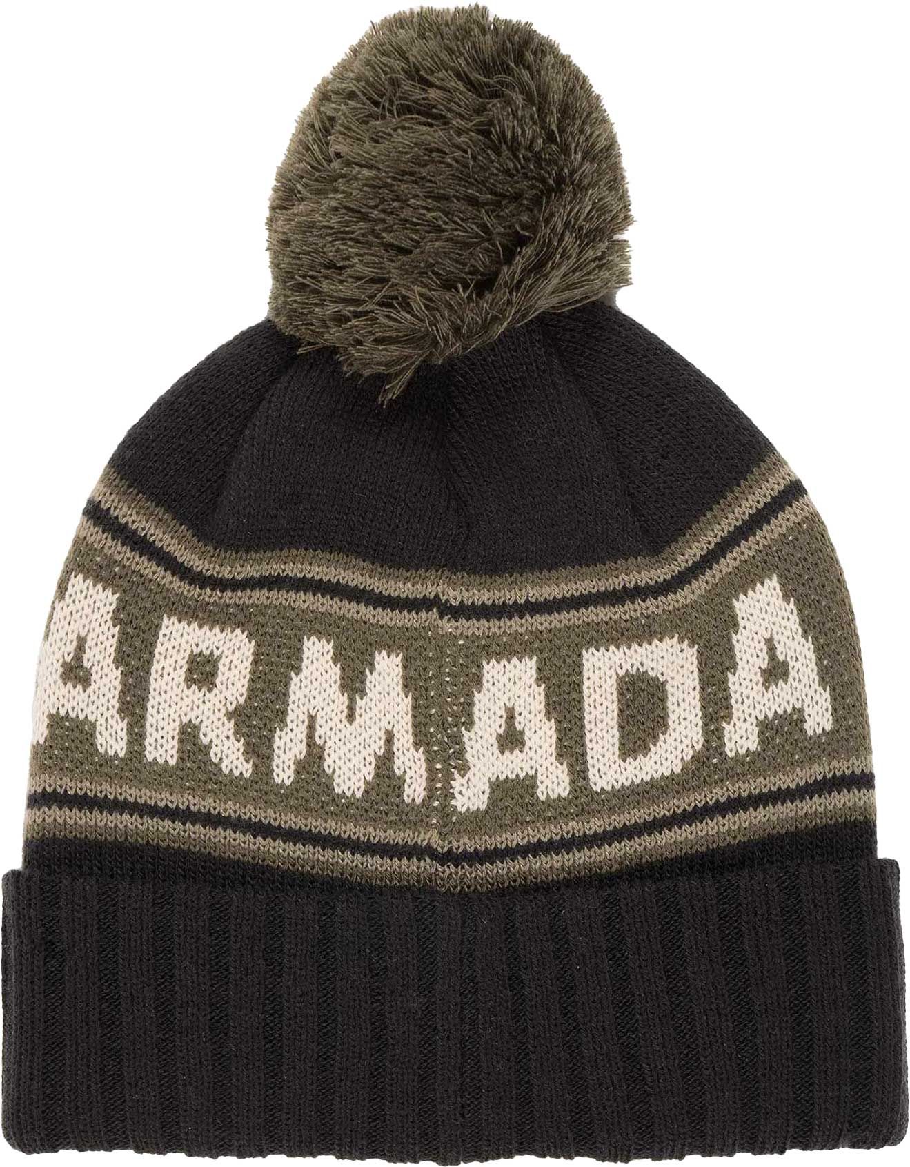 Jacquard Knit Pom Beanie Black + Armada