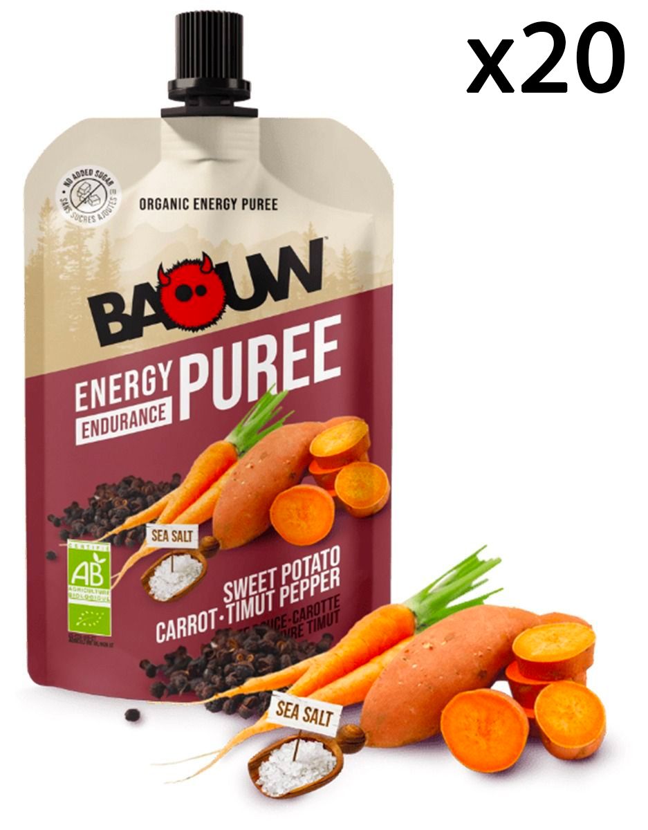 Pack Purées Patate Douce Carotte Poivre Timut (x20) + Baouw