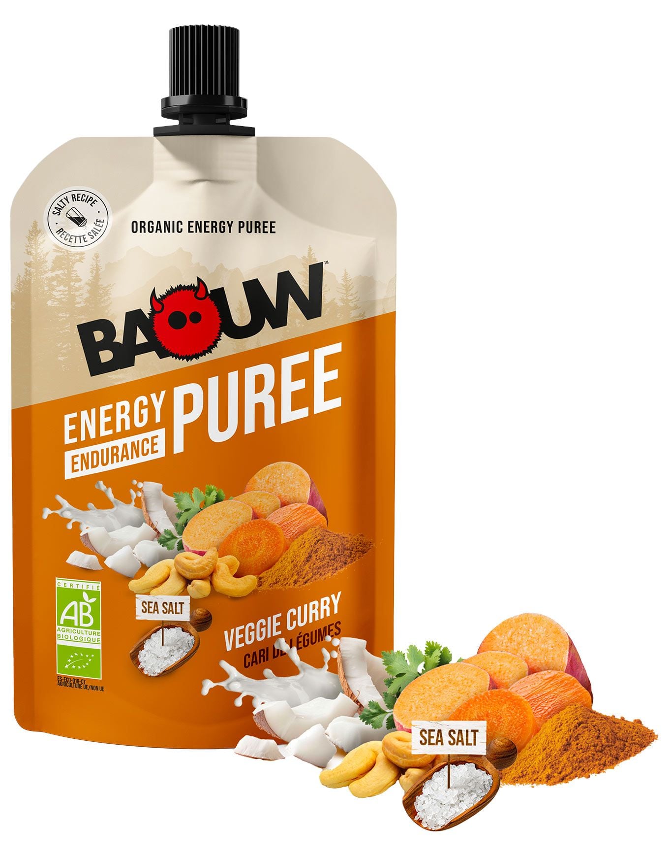 Purée Energétique Cari de Légumes 90g + Baouw