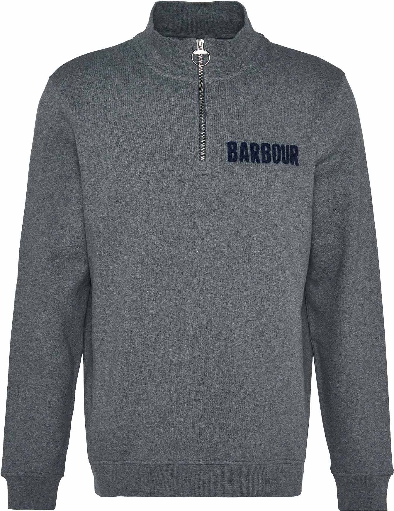 Cotes Half Zip Sweatshirt Mid Grey Marl + Barbour