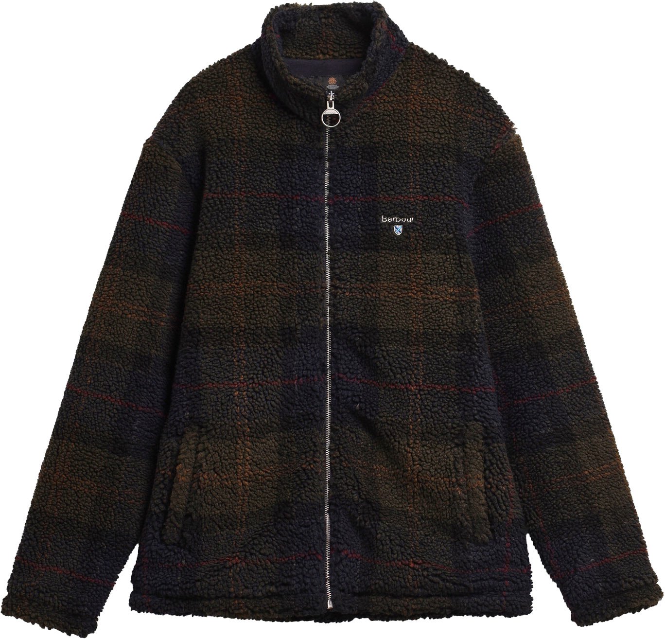 Tartan Fleece Zip Through Sweatshirt Shadow Classic Tartan + Barbour