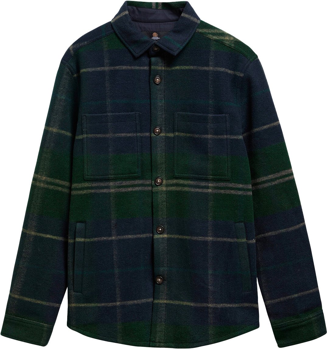 Woodlane Brushed Check Overshirt Green Loch Tartan + Barbour