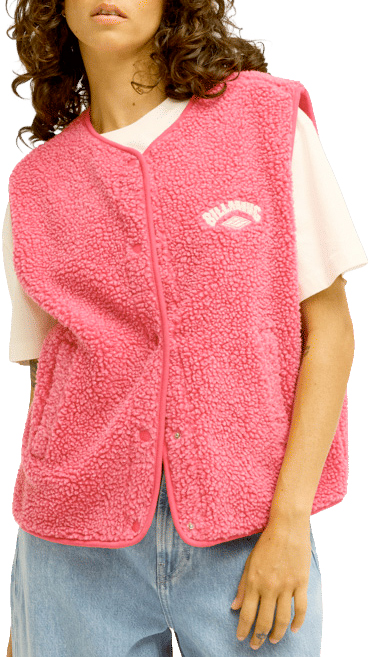 Be Happy Sherpa Vest Paradise Pink + Billabong