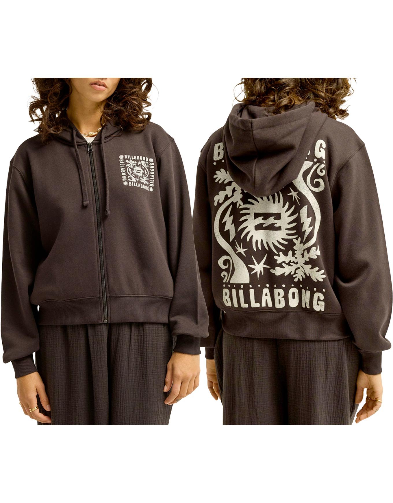 Always Looking Zip Hood Black Pebble + Billabong
