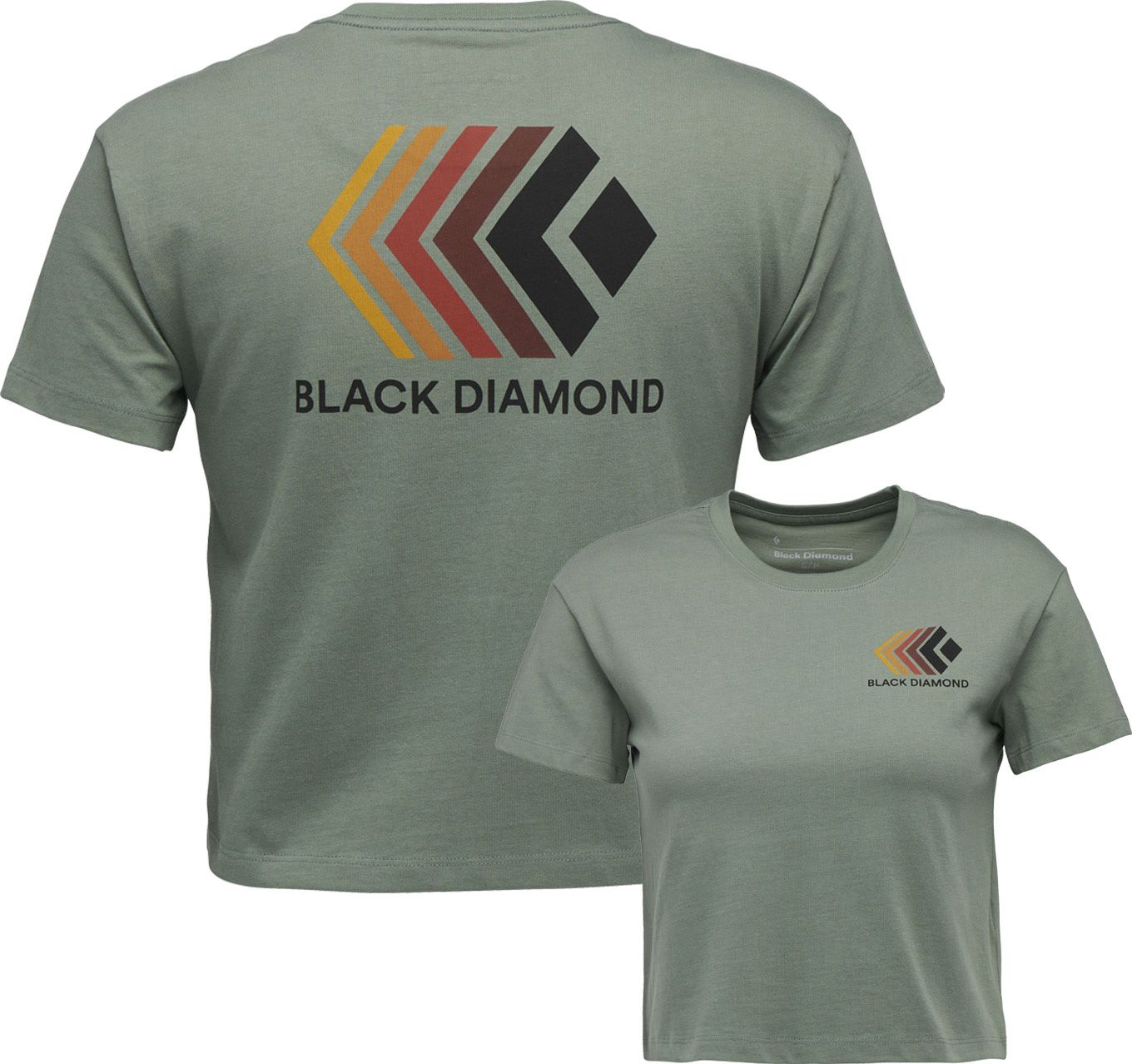 W Faded Crop SS Tee Laurel Green + Black Diamond
