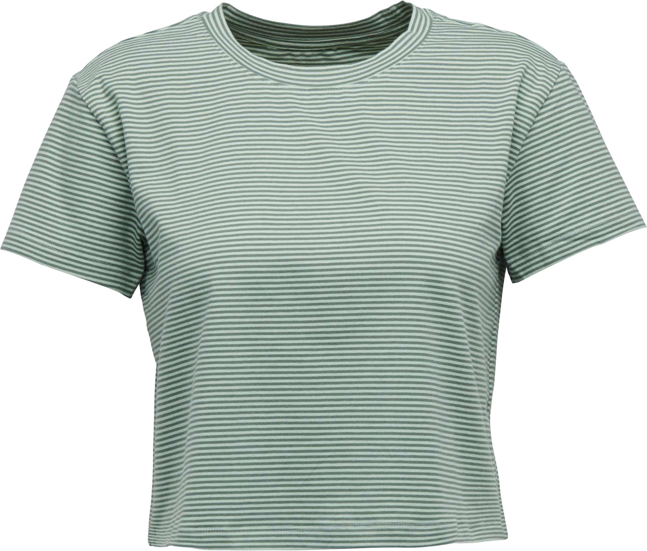 W Bd Stripe Crop SS Tee Foam Green-Laurel Green + Black Diamond