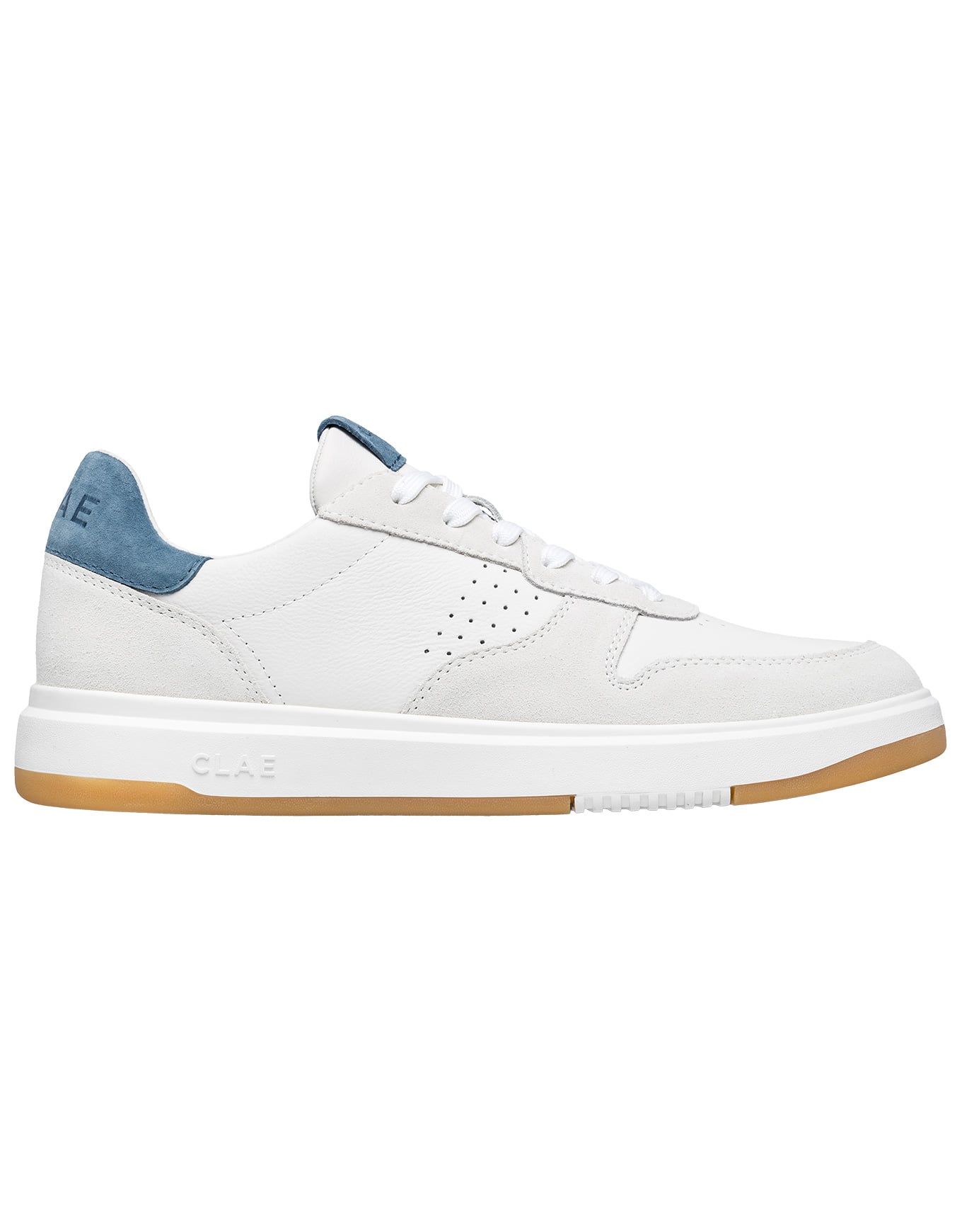 Moses White Leather Blue Mirage + Clae