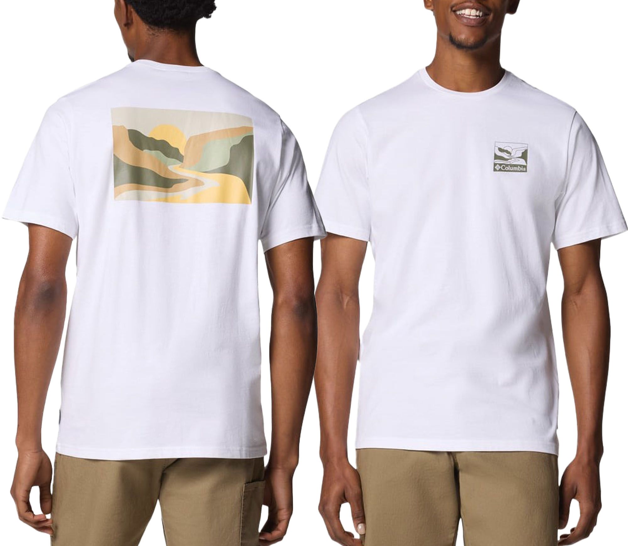 Explorers Canyon Back SS Tee White, Trailscape + Columbia
