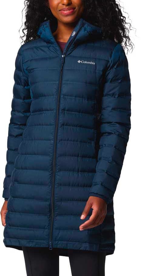 Lake 22 II Down Long Hooded Jacket Collegiate Navy + Columbia