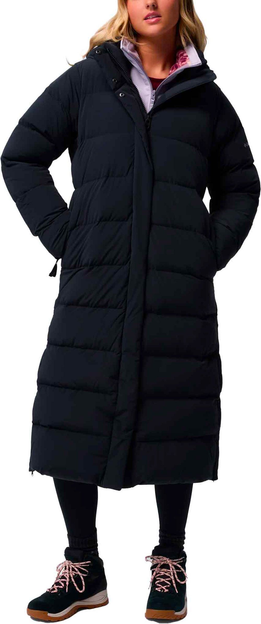Amaze Puff Long Hooded Jacket Black + Columbia