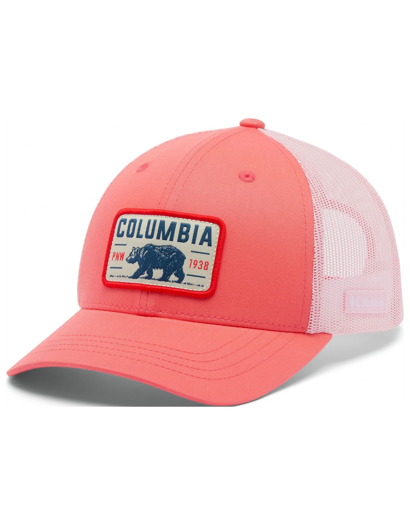 Columbia Youth Snap Back Hot Coral Satin Pink Bear + Columbia