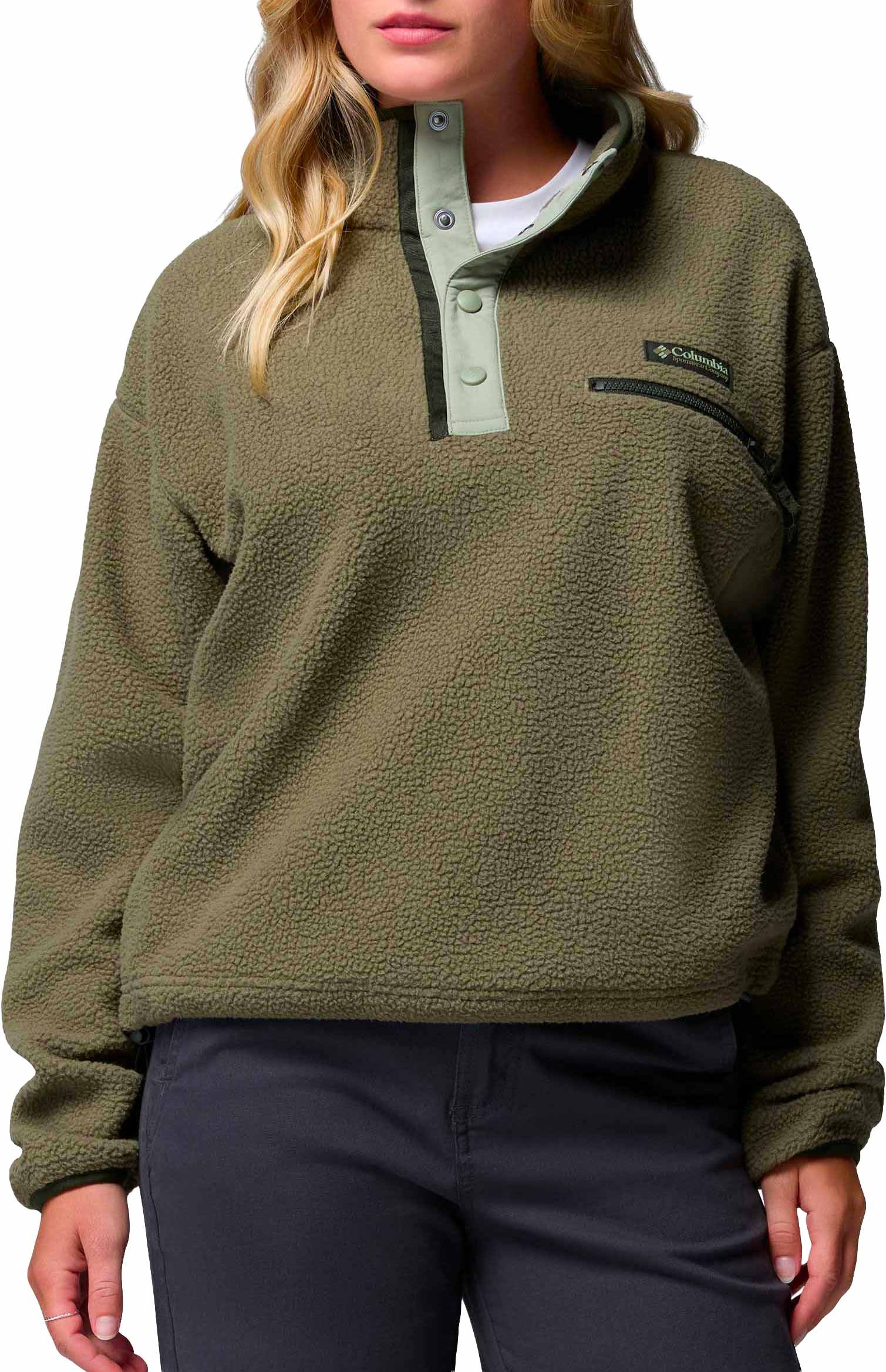 Helvetia II Cropped Half Snap Fleece Stone Green Safari + Columbia