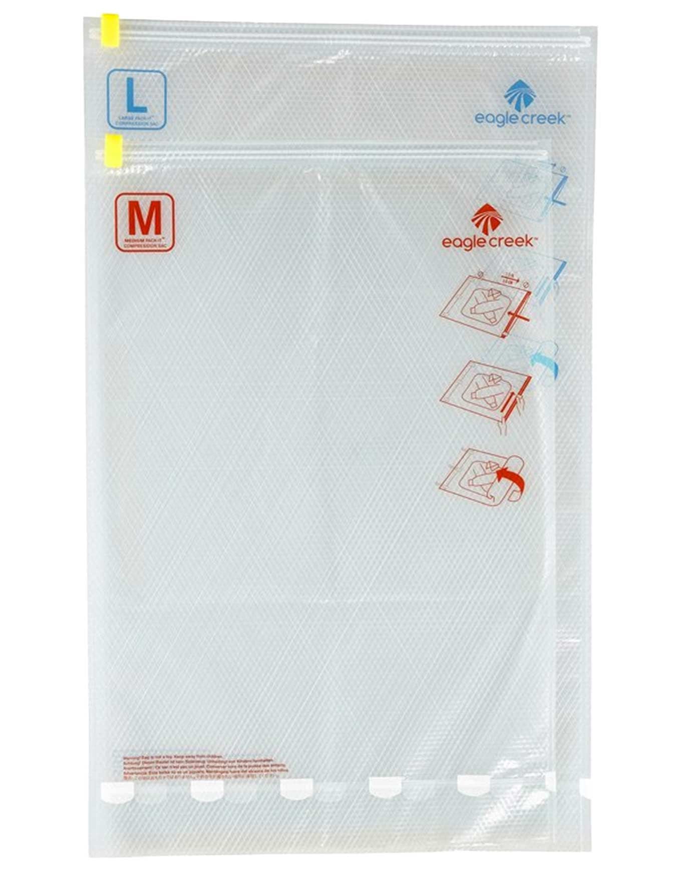 Pack-It™ Compression Sac Set M/L Clear/Flame/Orange + Eagle Creek