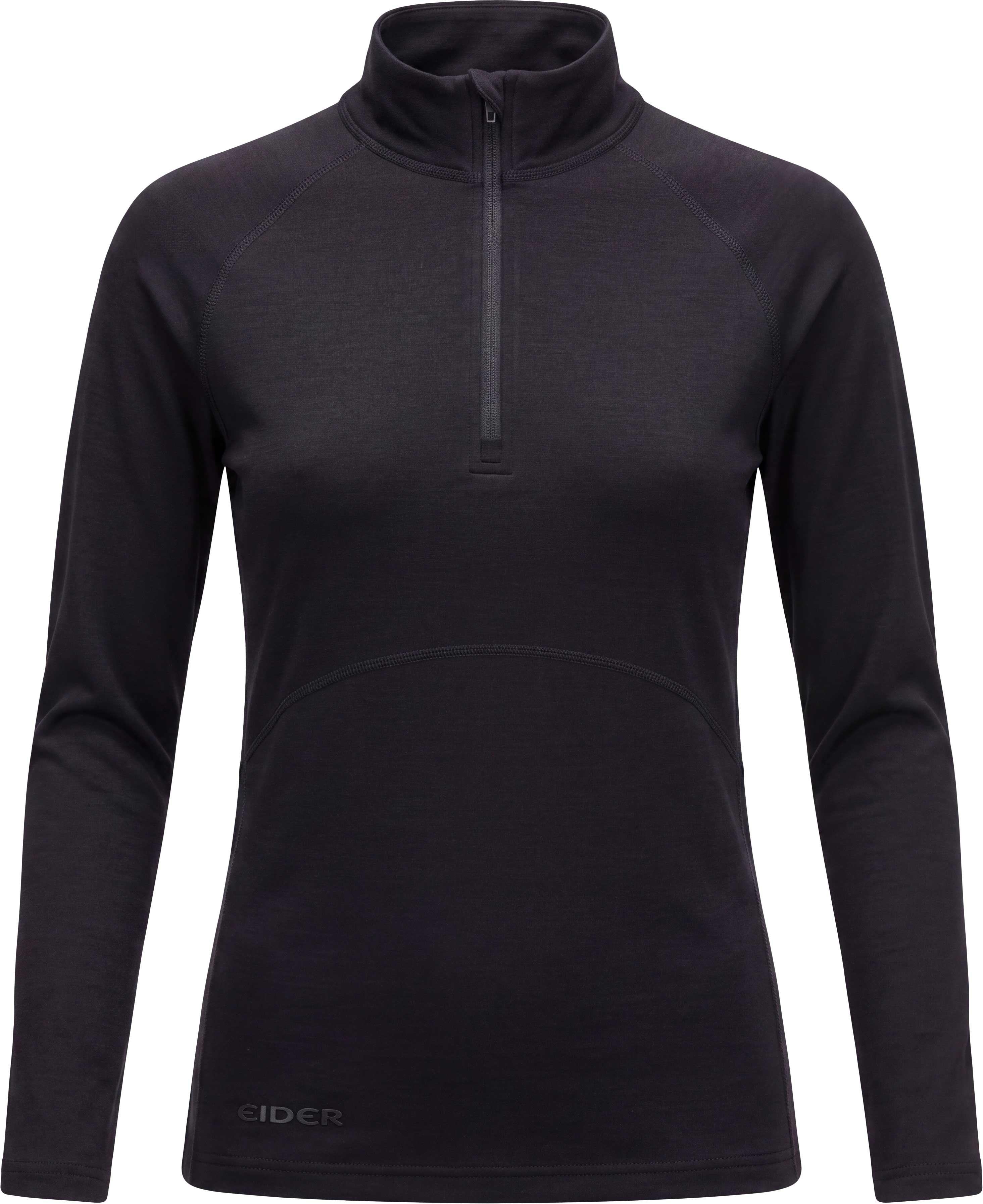 W Eider Merino 190 Half Zip Black + Eider