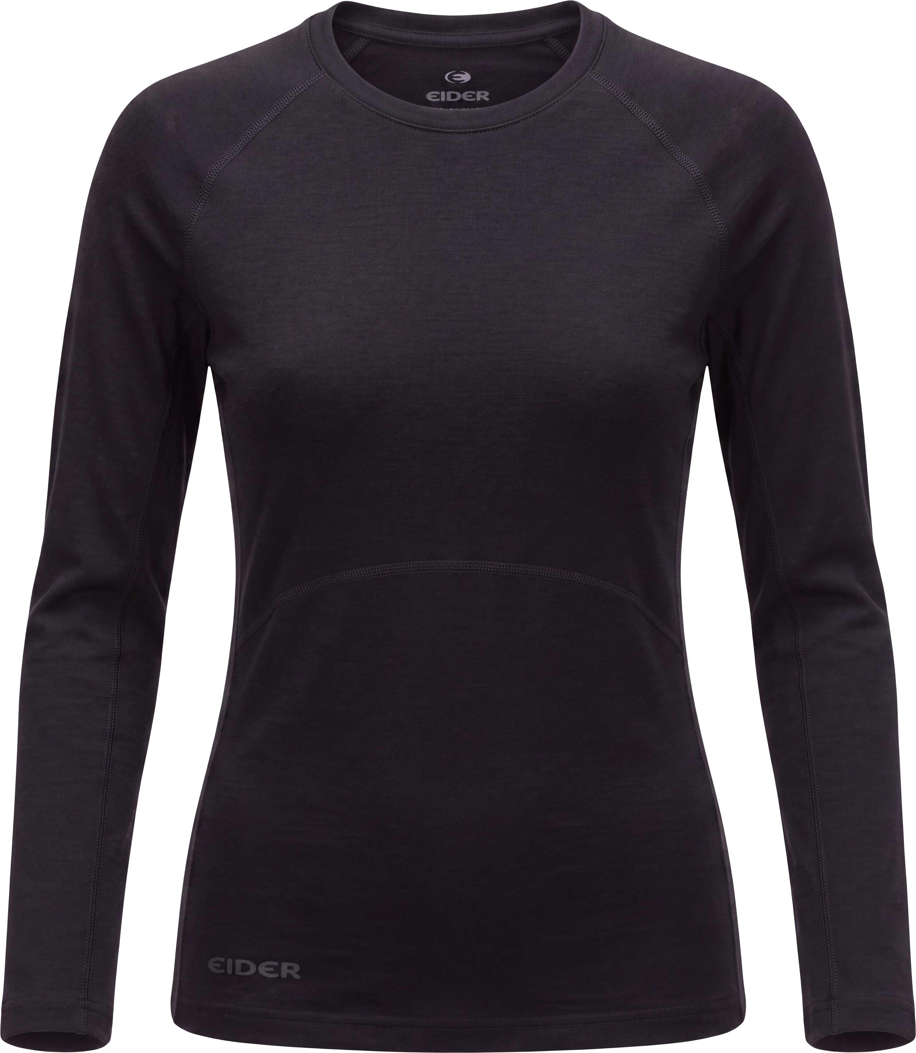 W Eider Merino 190 Top Black + Eider