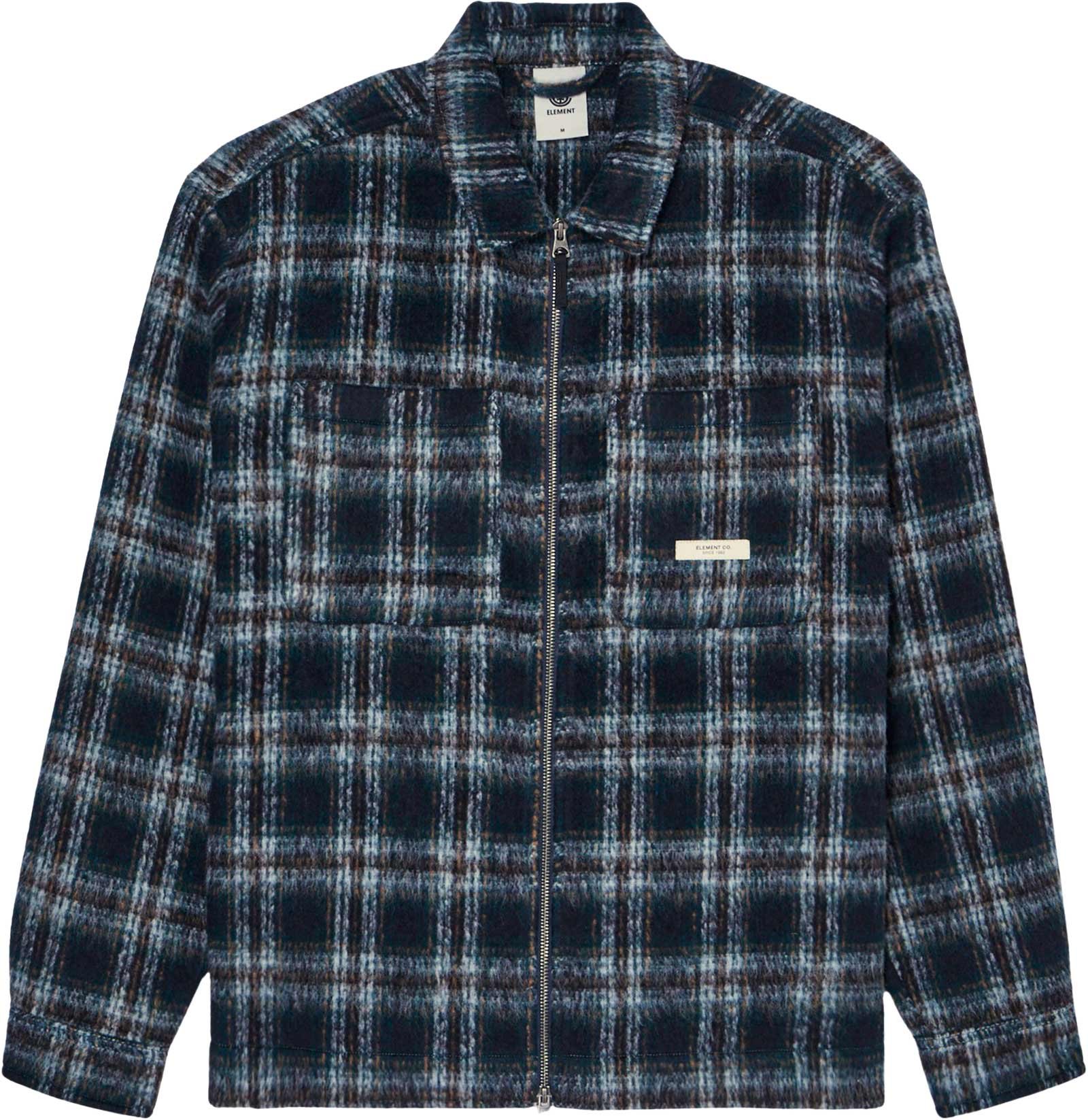 Fuzzy Check Zip Overshirt Brushed Plaid Dark Slate + Element