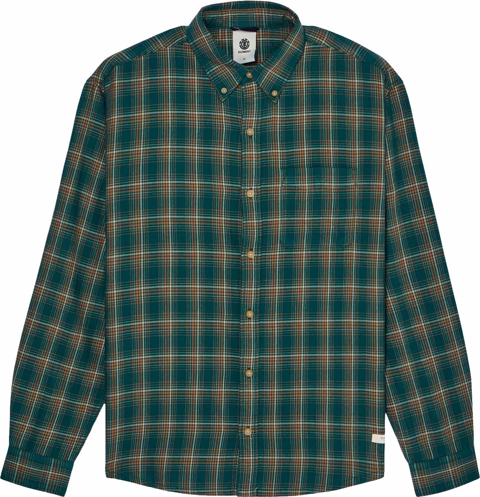 Button Down Regular Flannel Shirt Green Checks + Element
