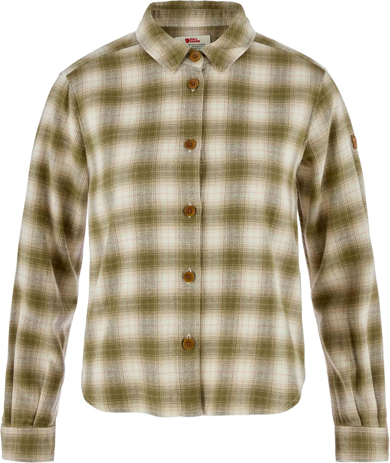 Övik Boxy Flannel Shirt W Green Chalk White + Fjällräven