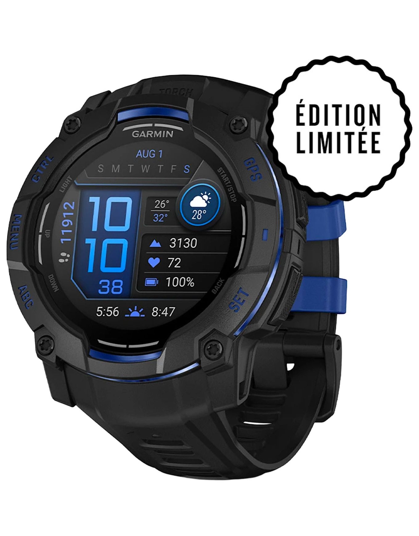 Instinct 3 Amoled 50mm Black/Electric Blue + Garmin