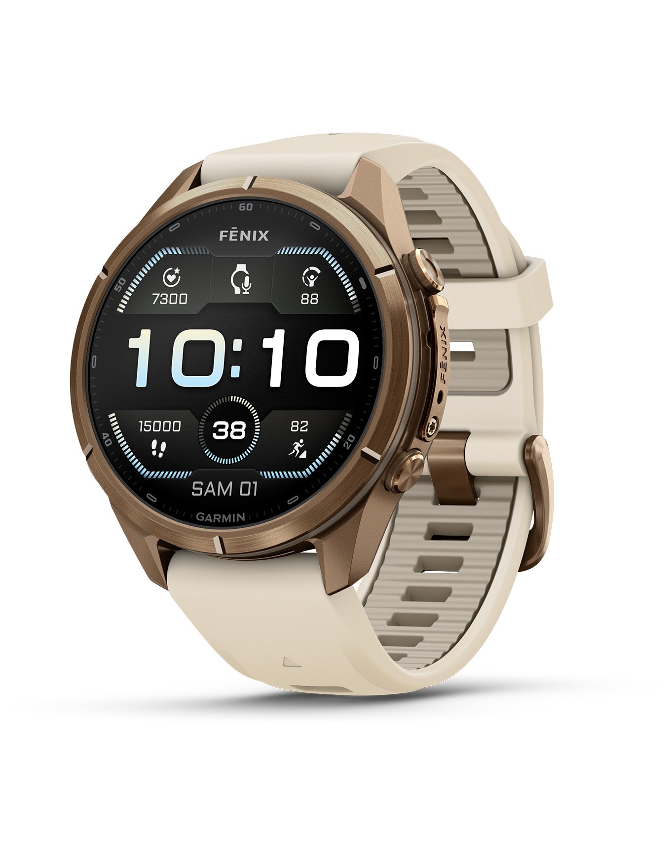 Fēnix® 9 Pro Amoled 43mm Sapphire Titane Gold Beige Crème/Gris Cendré + Garmin