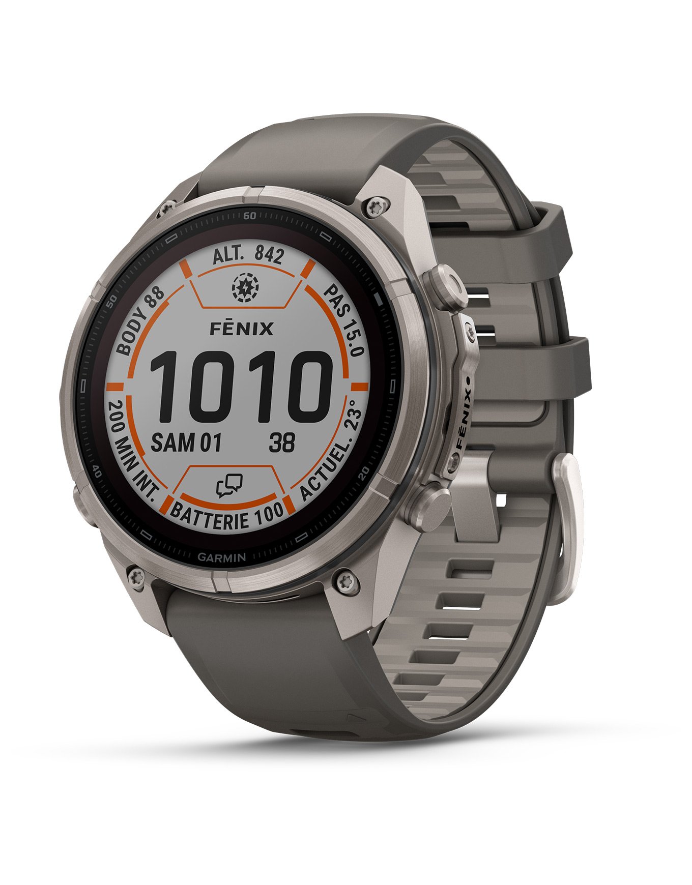 Fēnix® 9 Pro Solar inReach® 47mm Sapphire Titanium Gris Galet/Gris Cendré + Garmin