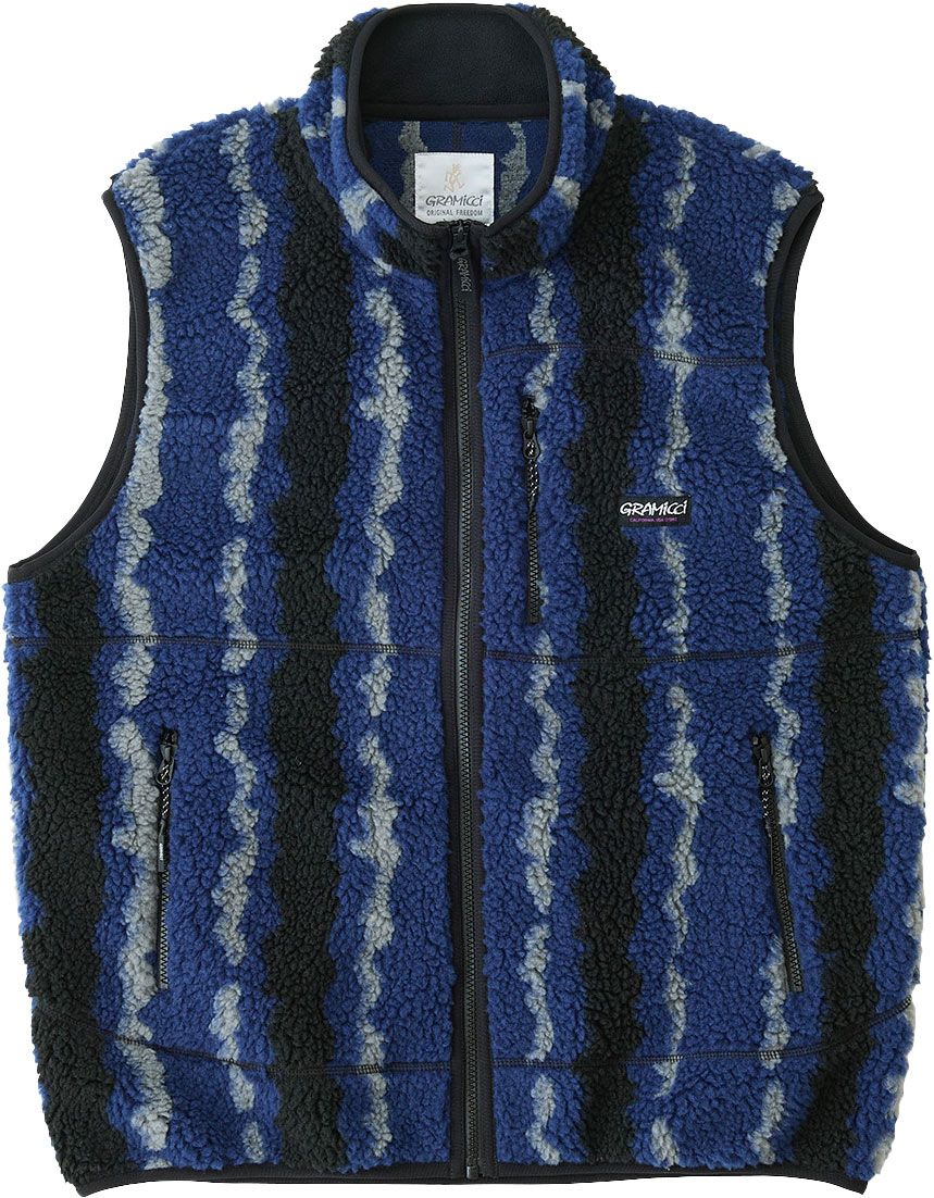 Gramicci Ripple Sherpa Vest Navy Ripple Women's fleeces : Snowleader Gramicci Ripple Sherpa Vest Navy Ripple Women's fleeces : Snowleader